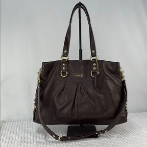 COACH ASHLEY BROWN LEATHER CARRY ALL HANDBAG FTL-02-141